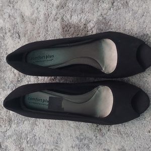 Black Open-Toed Wedges